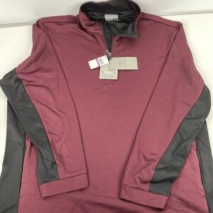 PGA Tour 1/4 Zip Pullover Thermal Soft Warm Mens Sz 2XL Maroon Burgundy NWT